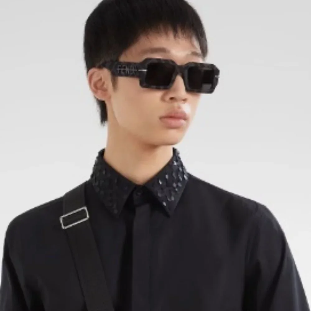 Fendi Men Sunglasses FE40074U FENDIGRAPHY 05A Grey Monogram Rectangle BRAND NEW